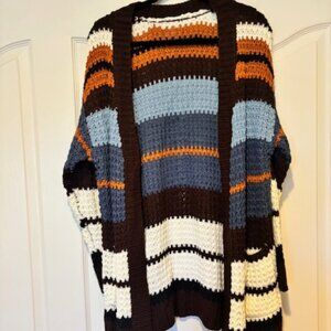 BloomChic Striped Contrast Elastic Cuffs Cardigan 14-16/1X NWT